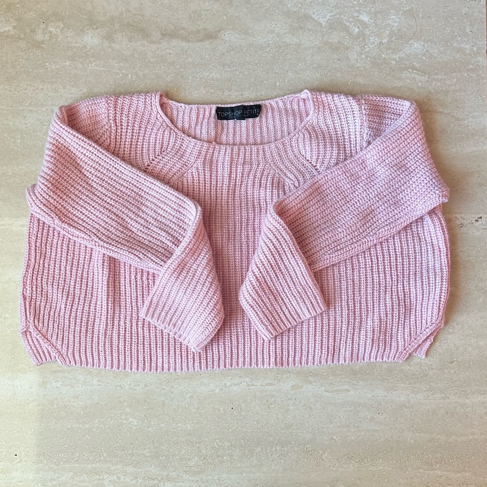 Topshop Pink Cropped Sweater - Picture 1 of 7